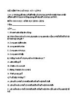 Đề kiểm tra cuối học kỳ 1 môn Khoa học Khối 5 - Năm học 2015-2016